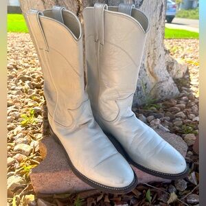 Justin Classic Roper Leather Boots L3713 women's sz 5B Pearl White